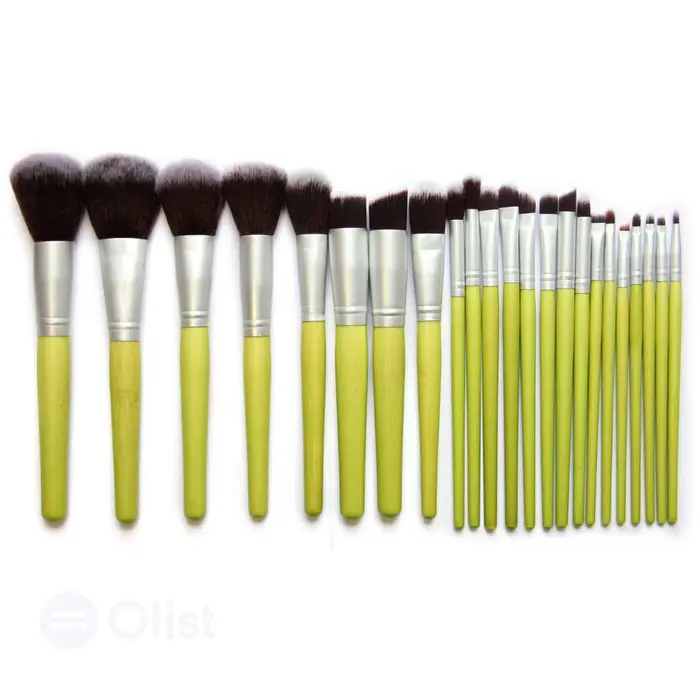 Synthetic Makeup Brushes set 23pcs - Green Bamboo Handle