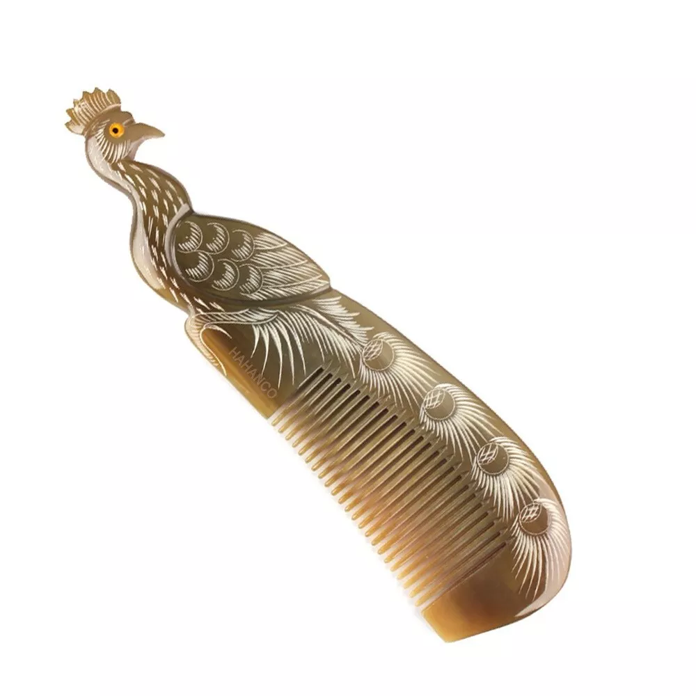 Peacock-shaped Horn Comb