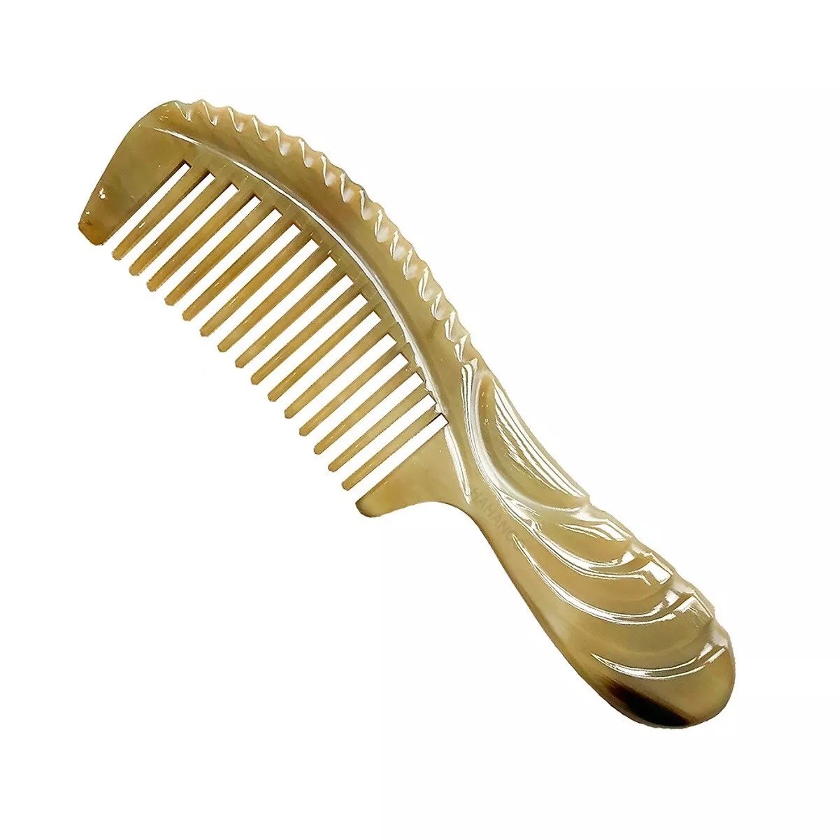 Horn Wide-Tooth Comb, Handmade, Anti-Static, African Bull Horn Material