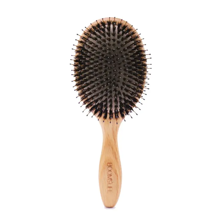 BOOMSLIFE OAK WOOD HANDLE NYLON &amp; BOAR BRISTLE CUSHION BRUSH - LARGE