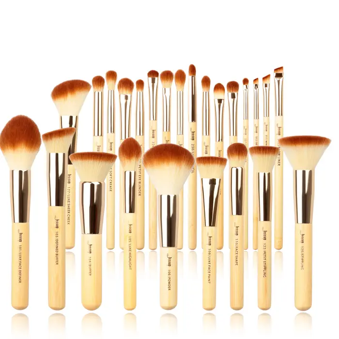 JESSUP PREMIUM SYNTHETIC MAKEUP BRUSHES SET 25PCS - BAMBOO HANDLE