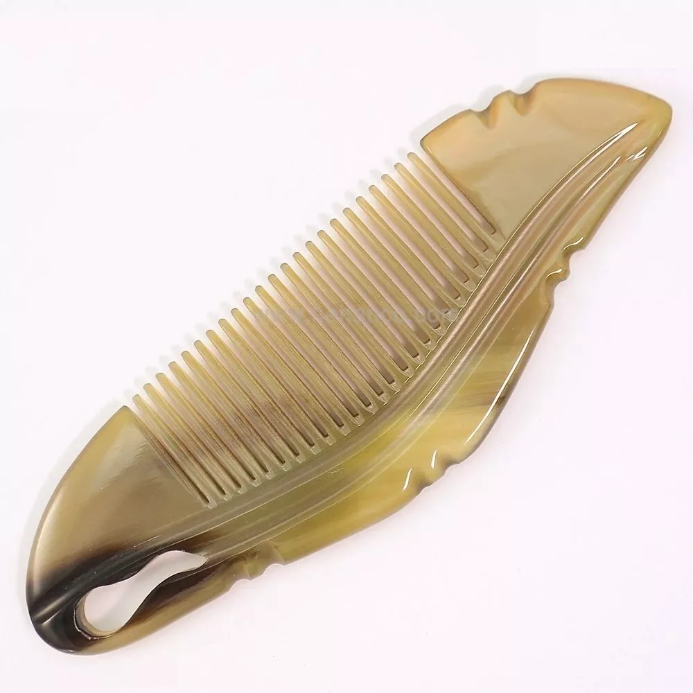 Classic Handmade Anti-Static Feather Hair Comb for Women, Men and Kids, Horn Mat