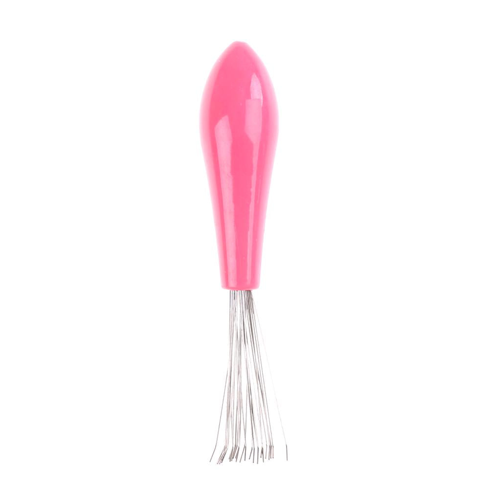HAIR BRUSH CLEANING TOOL COMB MINI PLASTIC HANDLE - PINK