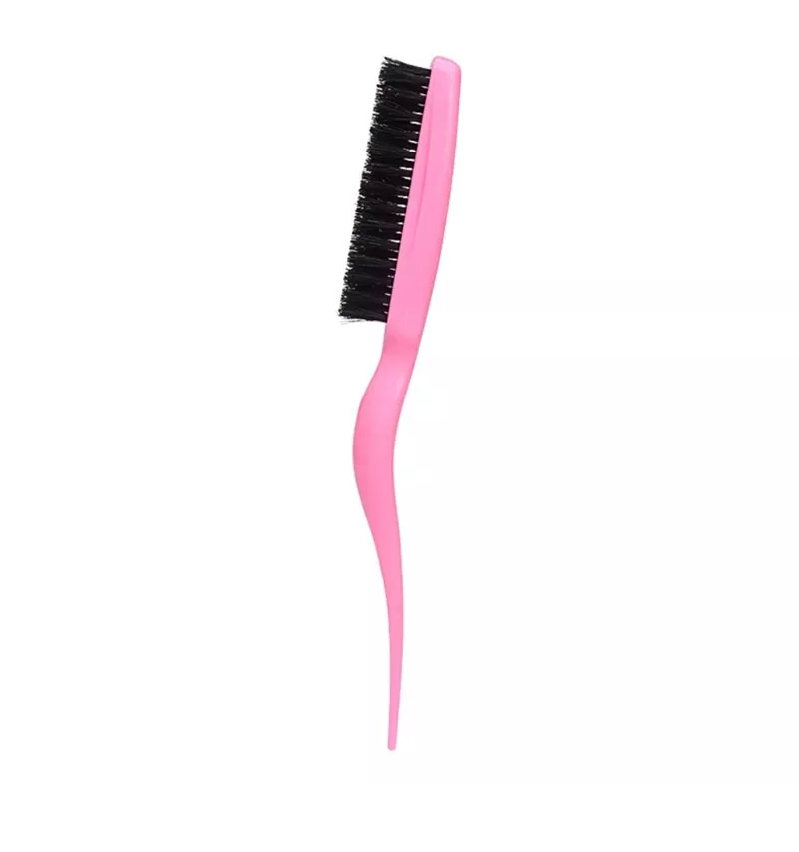 Teasing Hair Brush with Bristles, Pink Hairdressing Comb