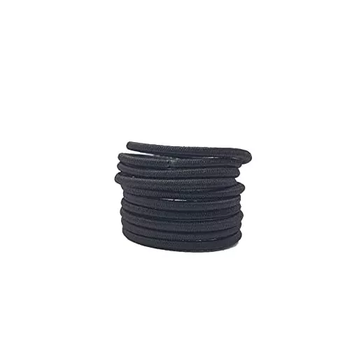 Felefi Elastics Hair Ties 4mm Thick,10 Pack - Black