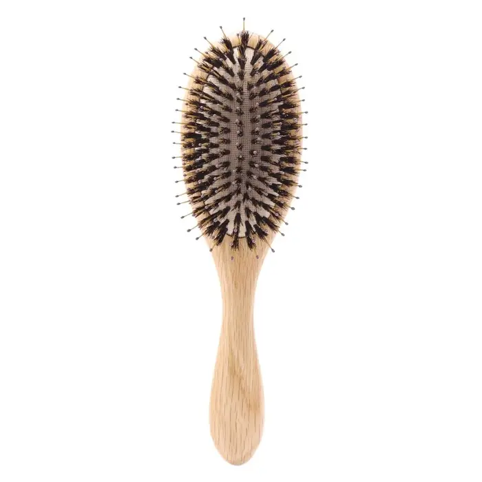 BoomsLife Oak Wood Handle Nylon &amp; Boar Bristle Cushion Brush
