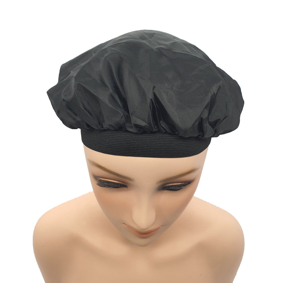 FELEFI One Layer Black Microfiber Night Sleep Cap Hair Bonnet with Elastic Band