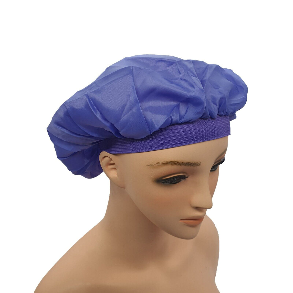 FELEFI One Layer Blue Microfiber Night Sleep Cap Hair Bonnet with Elastic Band