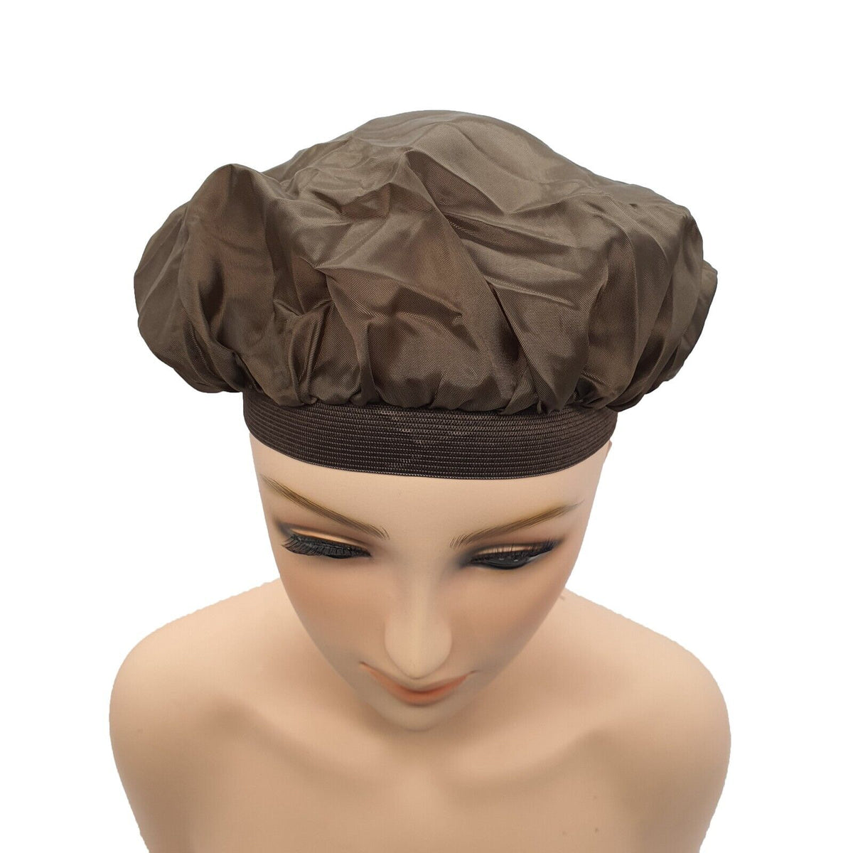 FELEFI One Layer Brown Microfiber Night Sleep Cap Hair Bonnet with Elastic Band
