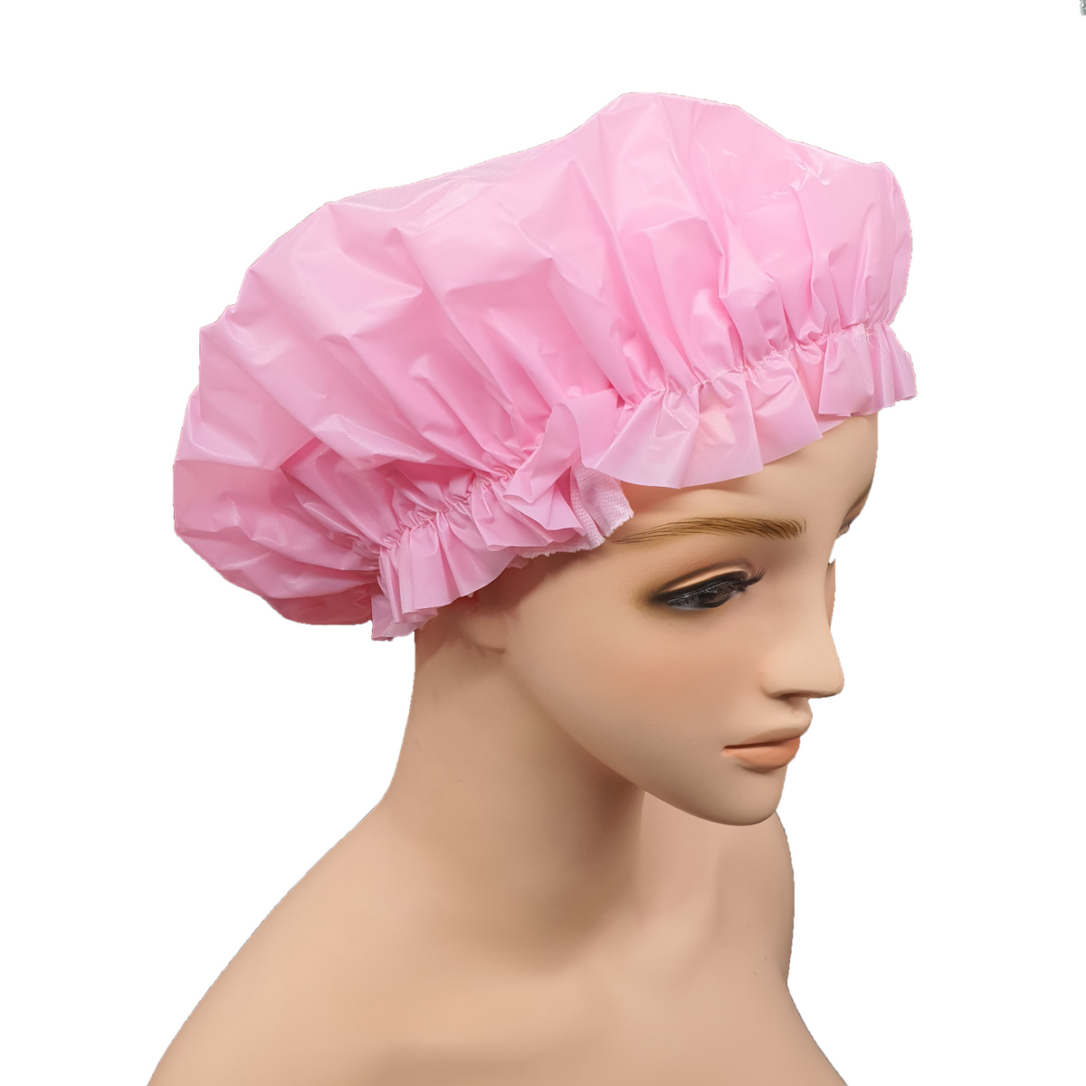 FELEFI Microfibre Shower Caps Pink 100% Waterproof