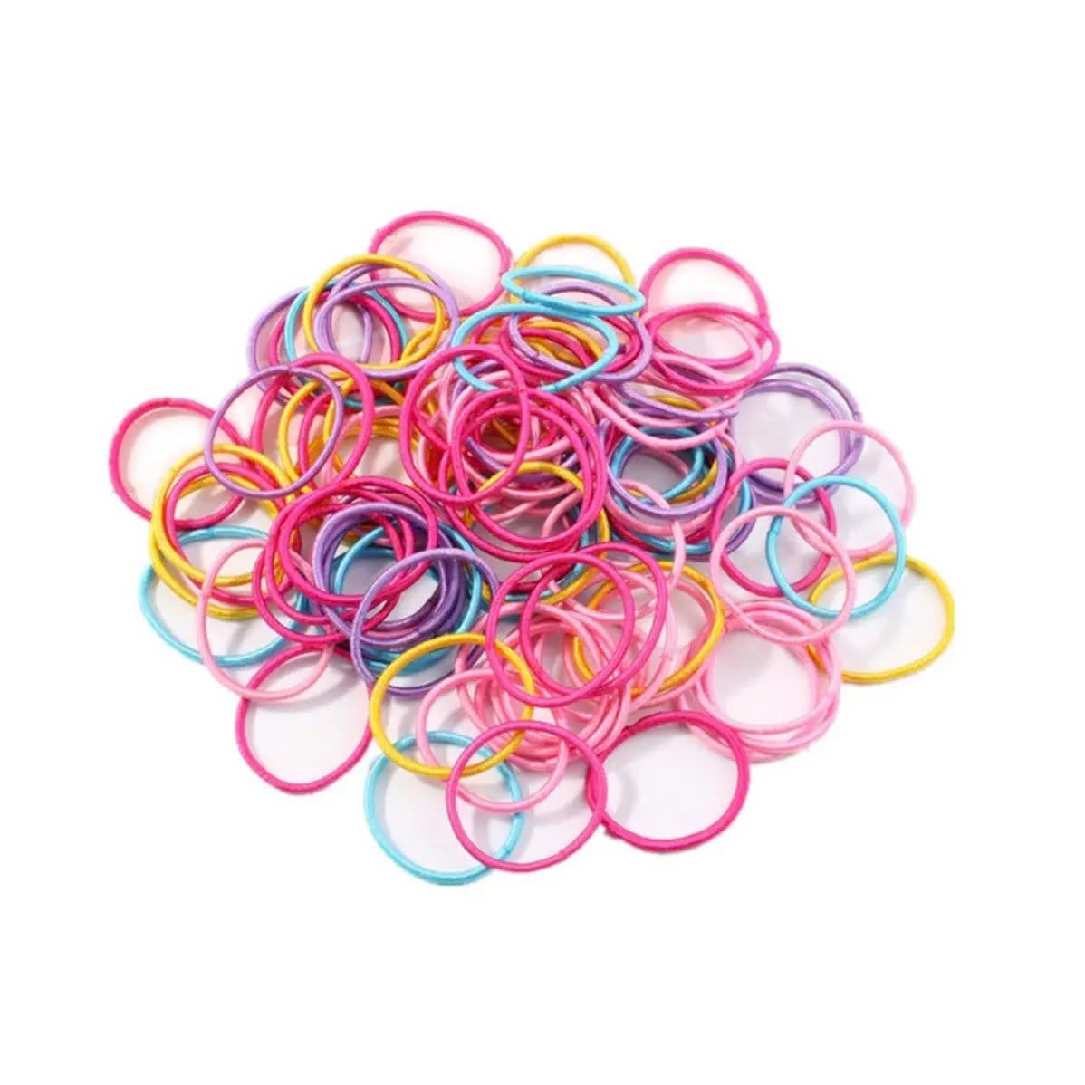 50pcs Small Elastic Hair Ties Hair Bands - Vibrant Colorful